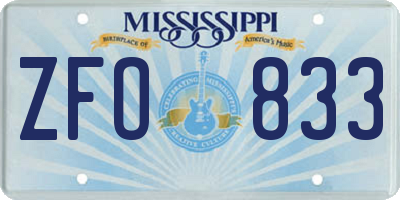 MS license plate ZFO833