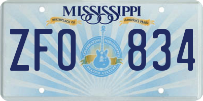 MS license plate ZFO834