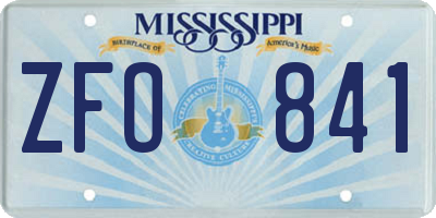 MS license plate ZFO841