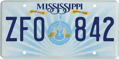 MS license plate ZFO842