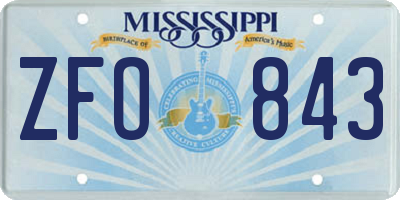 MS license plate ZFO843