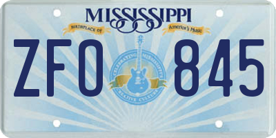 MS license plate ZFO845