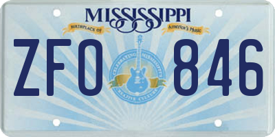 MS license plate ZFO846