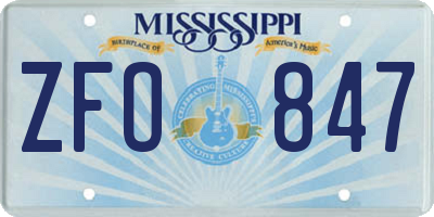 MS license plate ZFO847