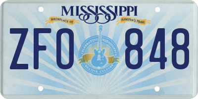 MS license plate ZFO848