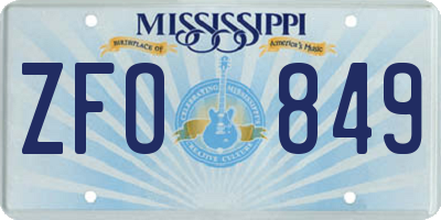 MS license plate ZFO849