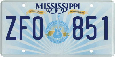 MS license plate ZFO851