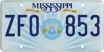 MS license plate ZFO853
