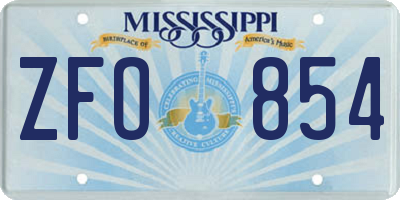 MS license plate ZFO854