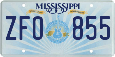 MS license plate ZFO855