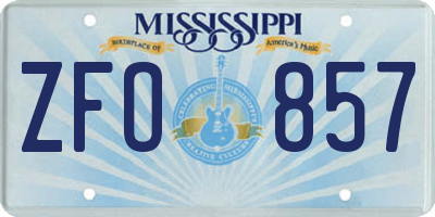 MS license plate ZFO857