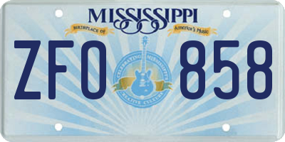 MS license plate ZFO858