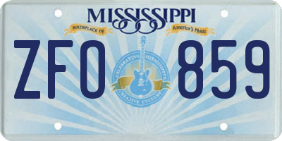 MS license plate ZFO859