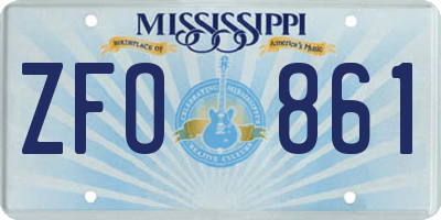 MS license plate ZFO861