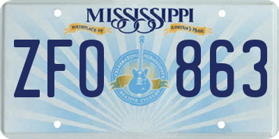 MS license plate ZFO863