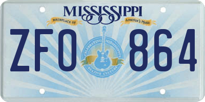 MS license plate ZFO864