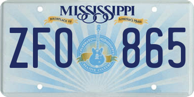 MS license plate ZFO865