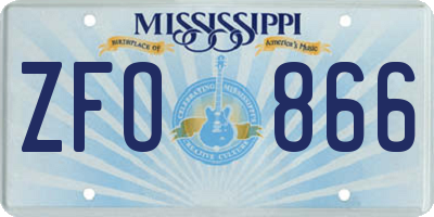 MS license plate ZFO866
