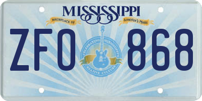 MS license plate ZFO868