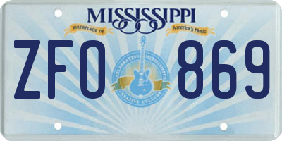 MS license plate ZFO869