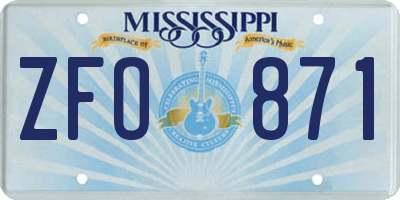 MS license plate ZFO871