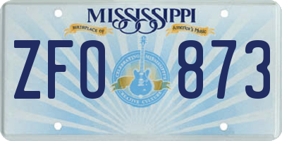MS license plate ZFO873