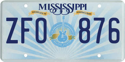 MS license plate ZFO876