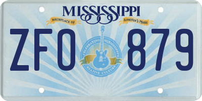 MS license plate ZFO879