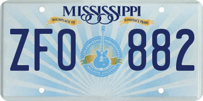 MS license plate ZFO882