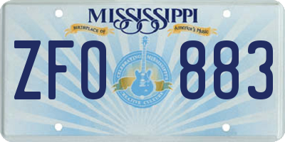 MS license plate ZFO883