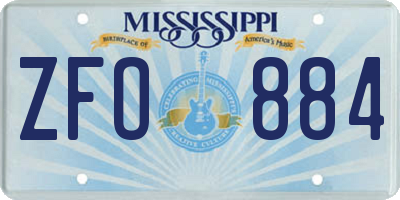 MS license plate ZFO884