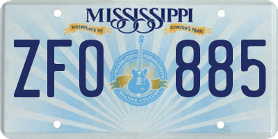 MS license plate ZFO885