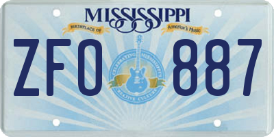 MS license plate ZFO887