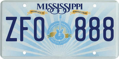MS license plate ZFO888