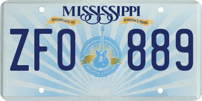MS license plate ZFO889