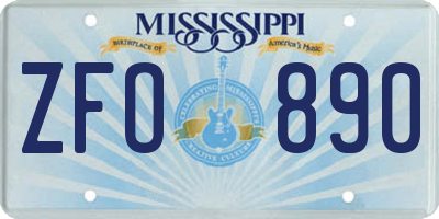 MS license plate ZFO890