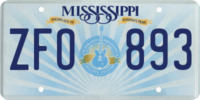 MS license plate ZFO893