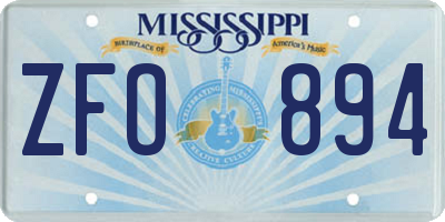 MS license plate ZFO894
