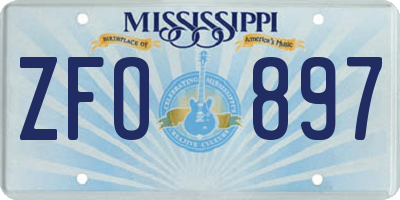 MS license plate ZFO897