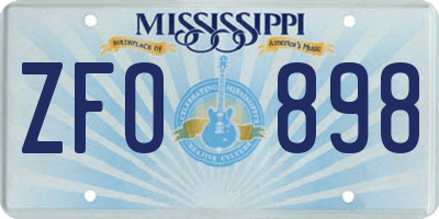 MS license plate ZFO898