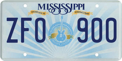 MS license plate ZFO900