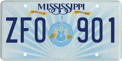 MS license plate ZFO901
