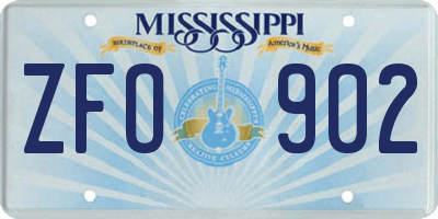 MS license plate ZFO902