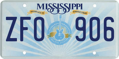 MS license plate ZFO906