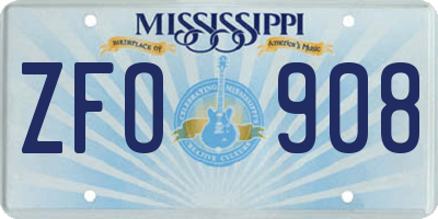 MS license plate ZFO908