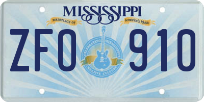 MS license plate ZFO910
