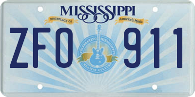 MS license plate ZFO911