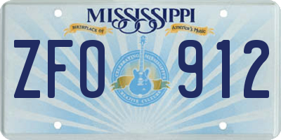 MS license plate ZFO912