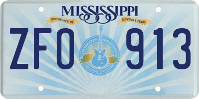 MS license plate ZFO913