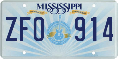 MS license plate ZFO914